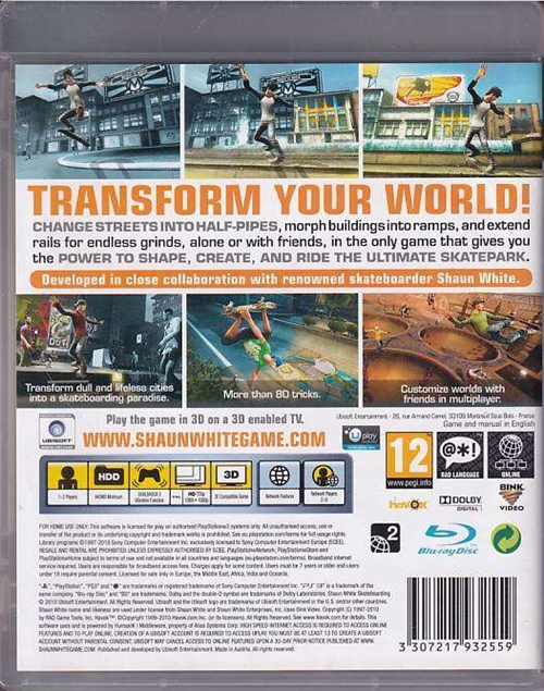 Shaun White Skateboarding - PS3 (B Grade) (Genbrug)